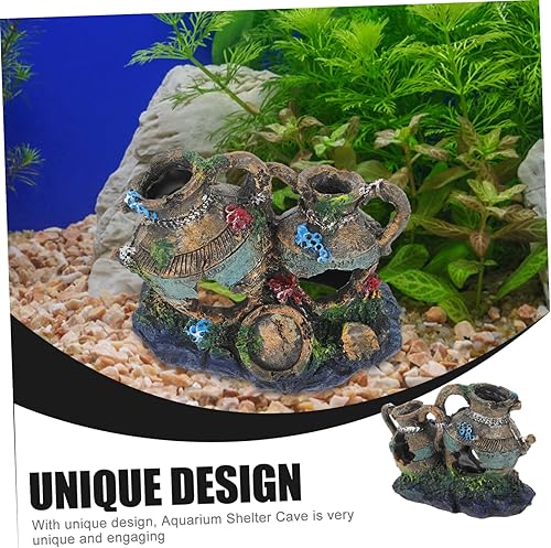 Miniatura 6 de Ipetboom Aqua Hideout - Florero decorativo para pecera, decoración de pecera, adornos seguros para acuario, cueva subacuática, resina subacuática,