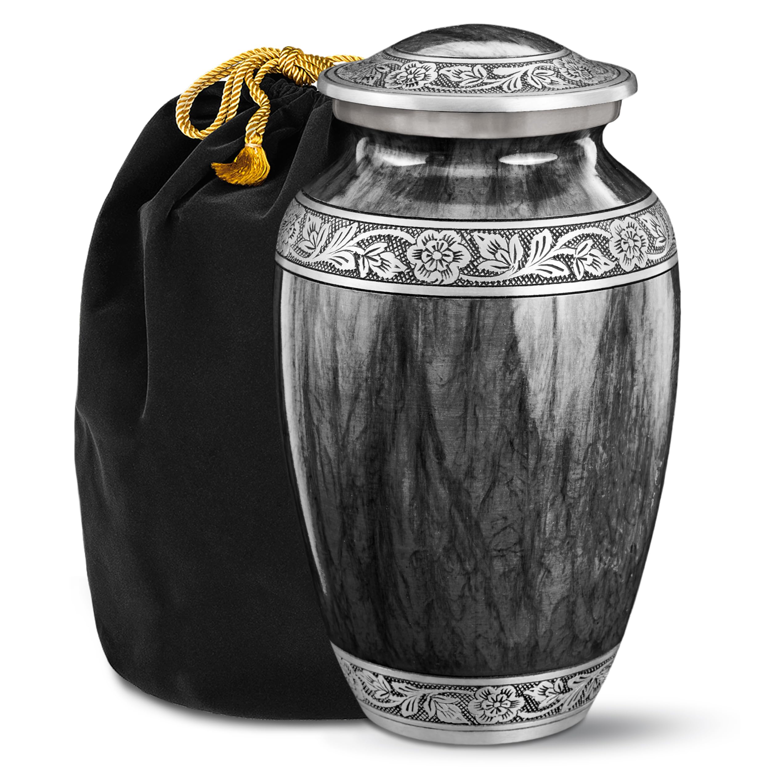 Black Watercolor Urn for Ashes Adult Male – Large Cremation Urns for Human Ashes – Memorial Funeral Urn for Men & Women, Home Display, or Burial