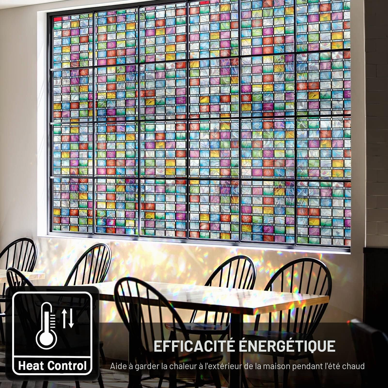 Film Fenêtre Anti Regard en Arc-en-Ciel, Bon Intimité, 90x200cm | Film Fenetre Anti Regard, Film Fenêtre Electrostatique,Anti UV, Film Occultant Fenêtre pour Chambre, Salon, Cuisine
