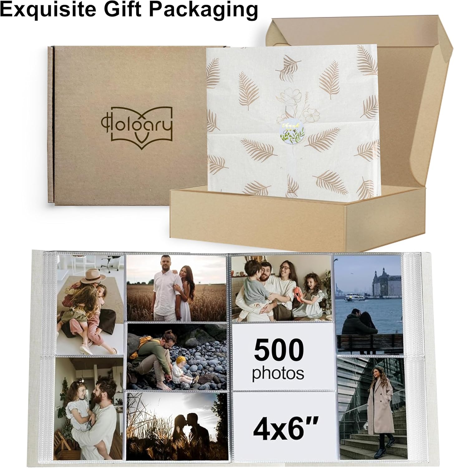 Holoary Photo Album 4x6 500 Photos 5 Pictures Per Page, 500 Pockets 4”x6” Picture Album, Linen Fabric Cover Big Picture Book for Photos, 4x6 Photo Albums for Family Weddings Travel Memories(Beige) - Image 9