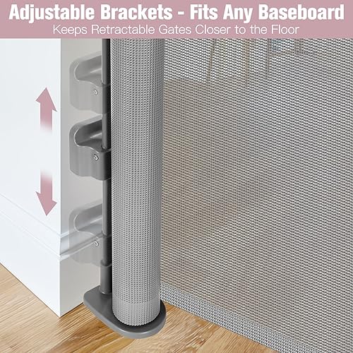 Miniatura 8 de Puertas retráctiles para bebés extra anchas de 96 pulgadas, puerta retráctil sin taladro, puerta grande para perros, puerta retráctil para mascotas