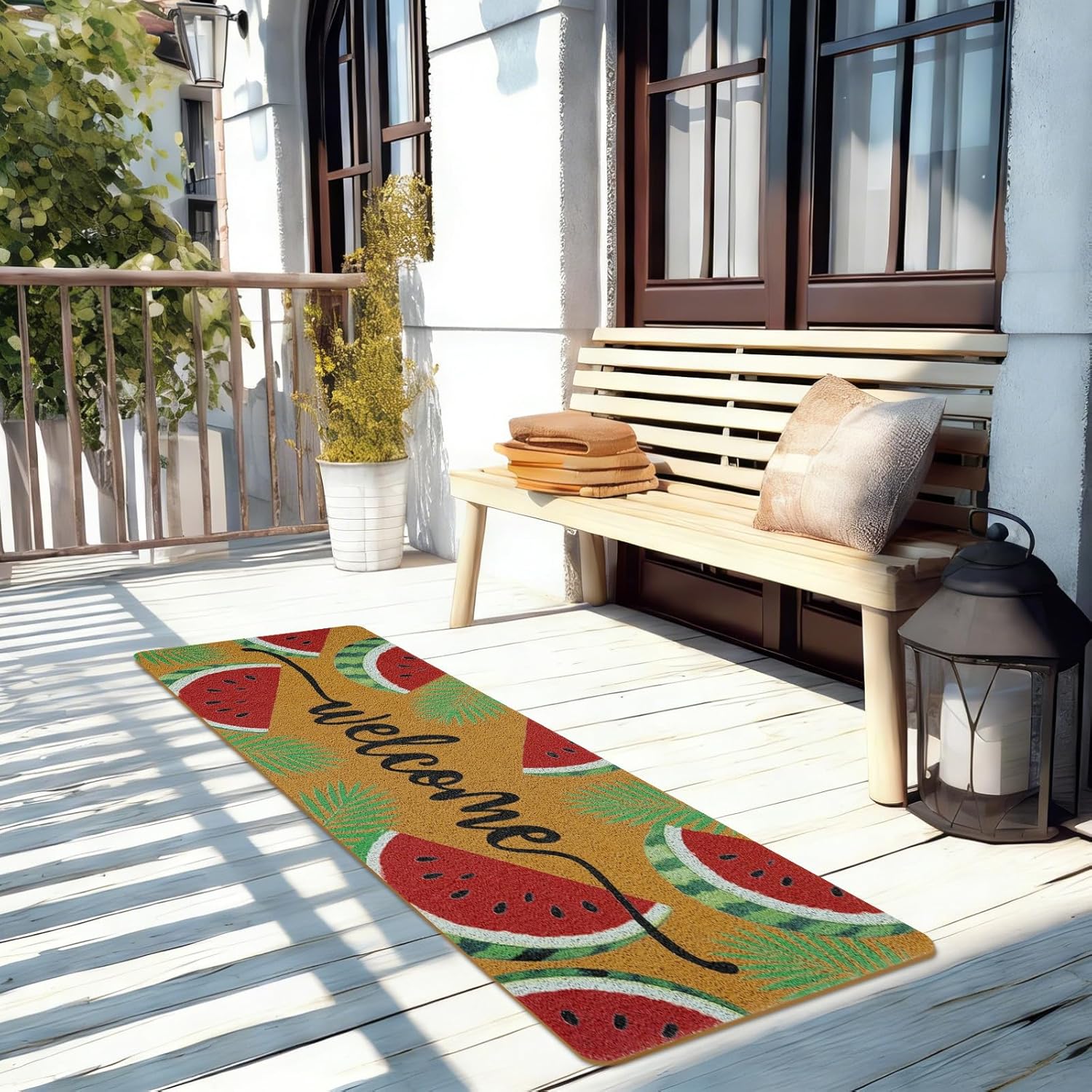 Long Doormat 48x 16 inch Front Door Mat Watermelon Doormat Summer Door Mat Welcome Mat for Front Door Porch Entrance Decor