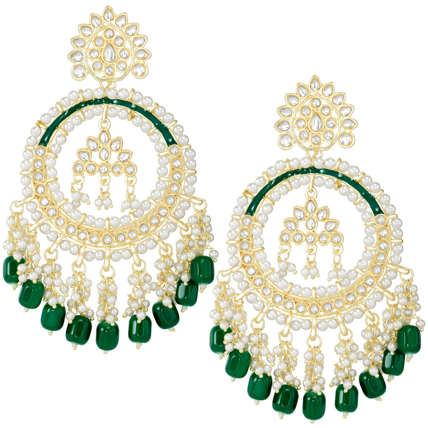 Peora Green Kundan & Beads Studded Dangle Earrings Ethnic Jewellery for Women & Girls (B0CKZHHMGW) Amazon Price History, Amazon Price Tracker