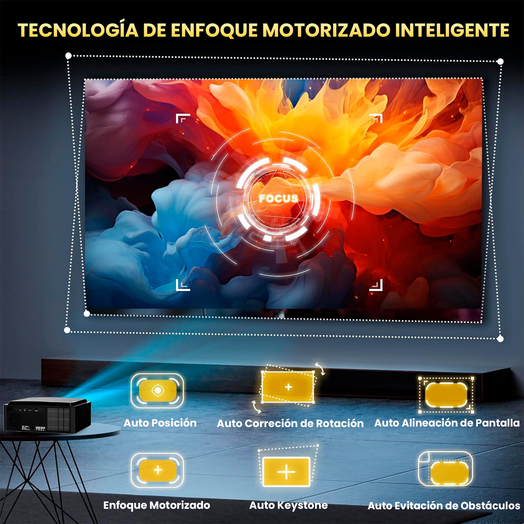 Proyector Unicview Dess C5 Pro, [Google TV y 2500 ANSI], Innovador Sistema de Auto elevación motorizado, HDR, Certificado Google TV, Soporte 4K con WiFi 6 y Bluetooth, Enfoque y Keystone automáticos