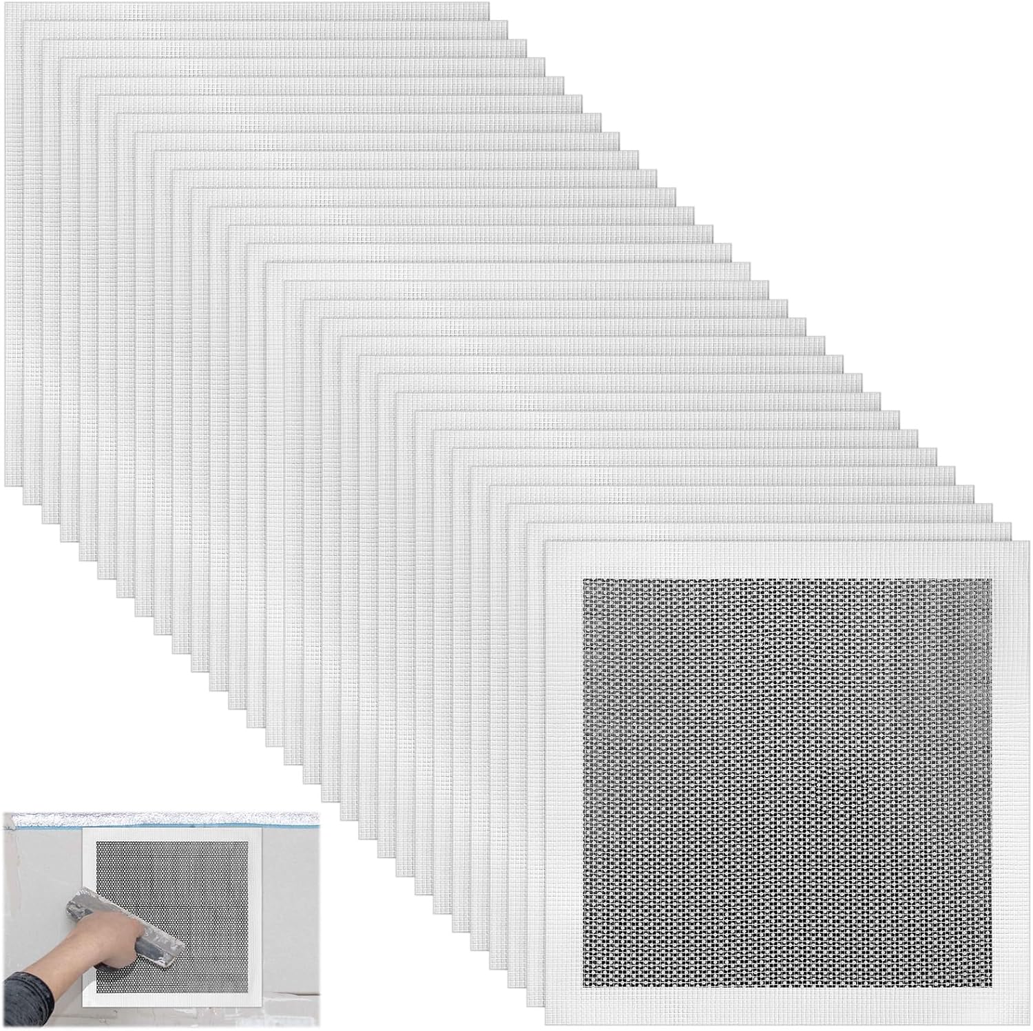 Blulu 30 Pcs 10 Inch Drywall Repair Kit Self Adhesive Mesh Drywall Patches for Holes, Repair Kit for for Aluminum Metal Ceiling Holes Wall Ceiling Tools