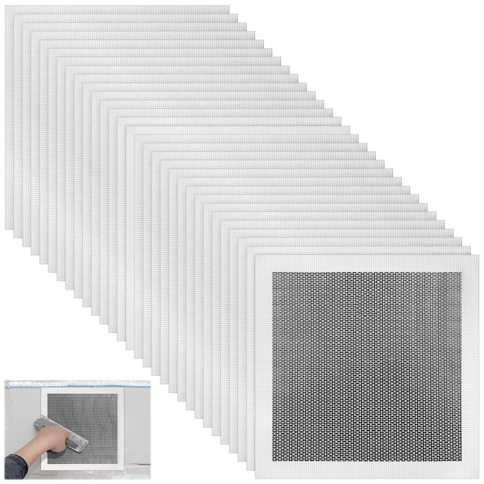 Blulu Kit di riparazione per cartongesso autoadesivo, 30 pezzi, 25,4 cm, toppe per cartongesso per fori, kit di riparazione per fori in alluminio, metallo, soffitti, pareti, strumenti per soffitto