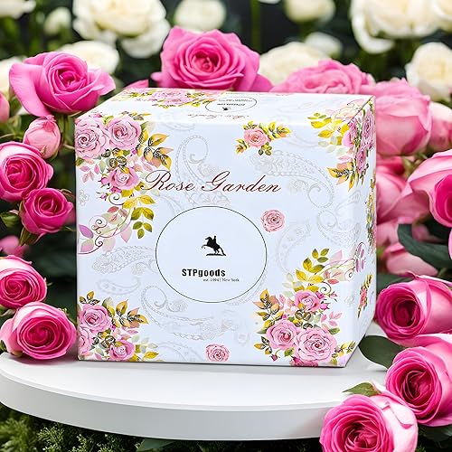 Miniatura 4 de STPGoods - Juego de 6 platos llanos de porcelana con diseño floral de rosas de China para ensalada, pasta, postre grande, aptos para microondas y