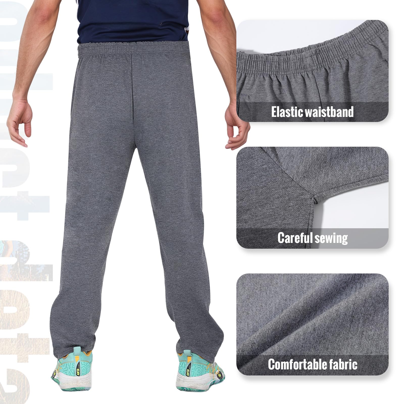 BWBIKE Pantalon Homme Survêtement de Rééducation Détachable - Zip Intégral - Training Sportif Décontracté