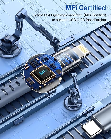 USB C to Lightning Cable,2Pack 30CM USBC iPhone Charger Cable MFi Certified Short Nylon Braided USB-C Power Delivery Charging Lead for iPhone 14 13 12 11 Pro Max X XS XR 8 7 6s Plus SE,iPad Air