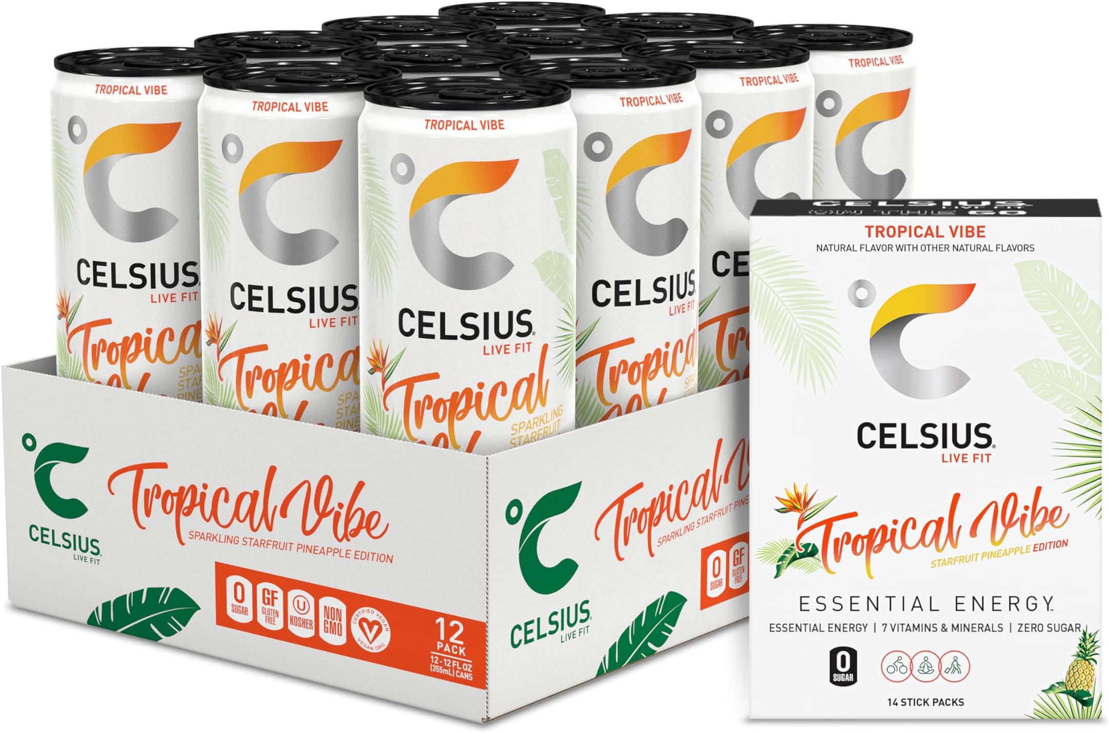 Zero Sugar Energy Drink & Powder Stick Bundle, Tropical Vibe