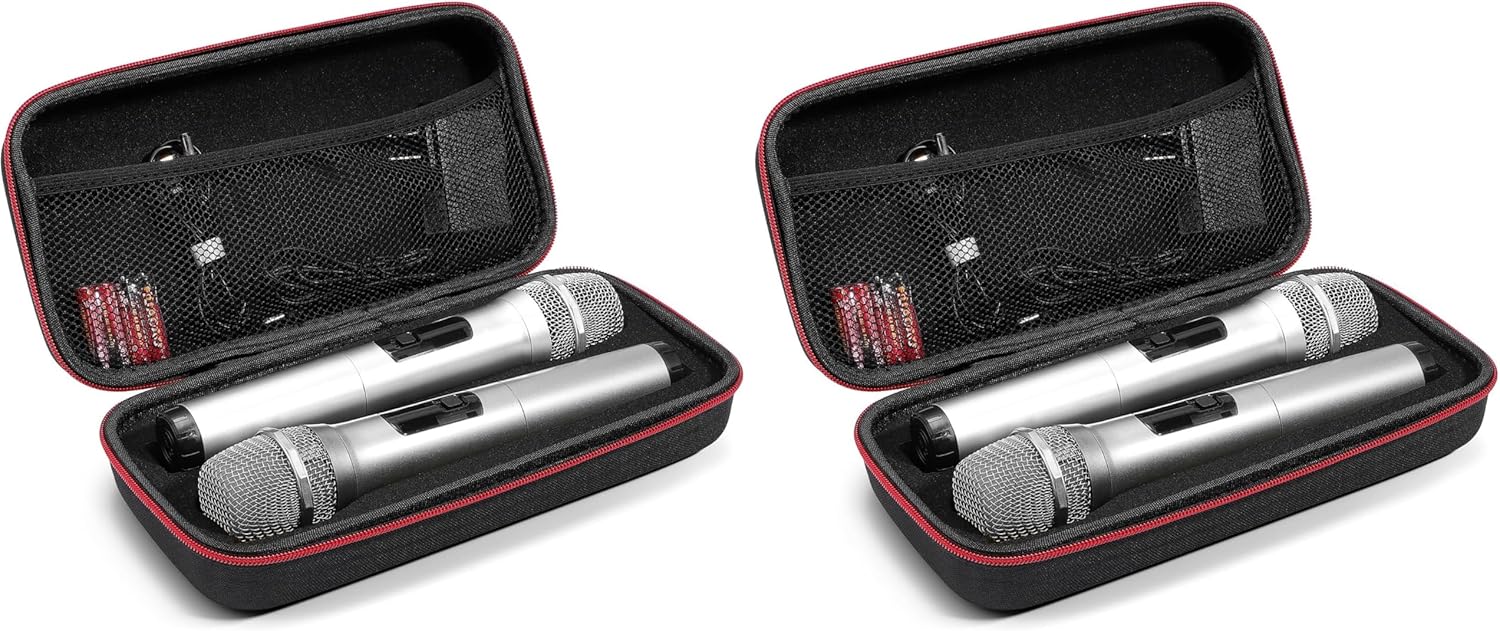 IMIKEYA Case: Portable Storage Box Case Hard EVA Cover Carrying Bag Dual Handheld Mic Shockproof with Zipper Hard Travel (Pack of 2)