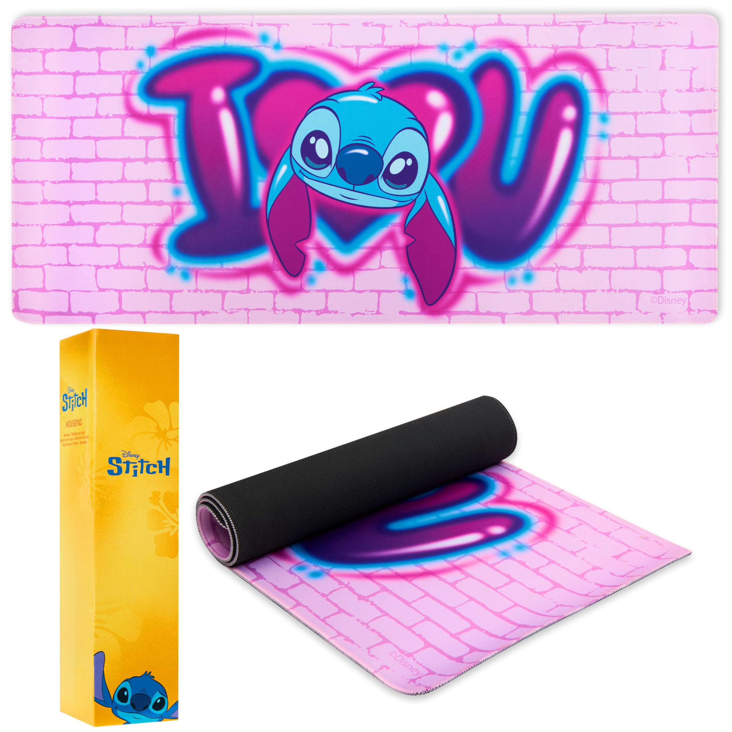 Disney Stitch Desk Mat Large Mouse Mat 80 x 36 cm Baby Yoda Desk Protector Mat PC Laptop Keyboard Stitch Gifts (Pink Stitch)