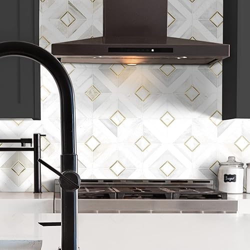 Miniatura 12 de MSI Verona - Patrón dorado x 11.85 pulgadas de pared de mosaico montado en malla de mármol, piso, placa de pared de cocina y azulejos geométricos,