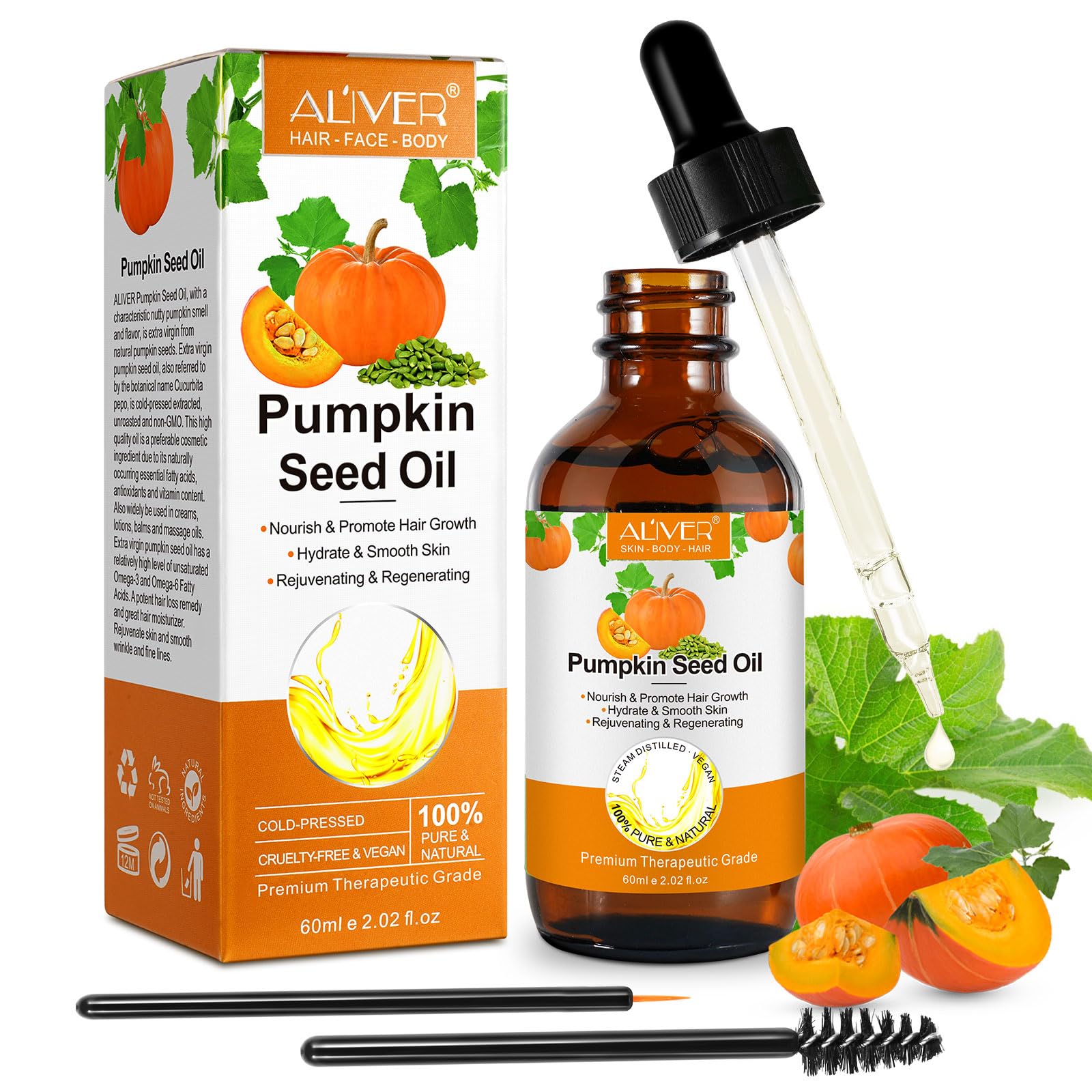 Organic Pumpkin Seed Oil for Hair Growth, 60 ml Pumpkin Seed Oil Hair