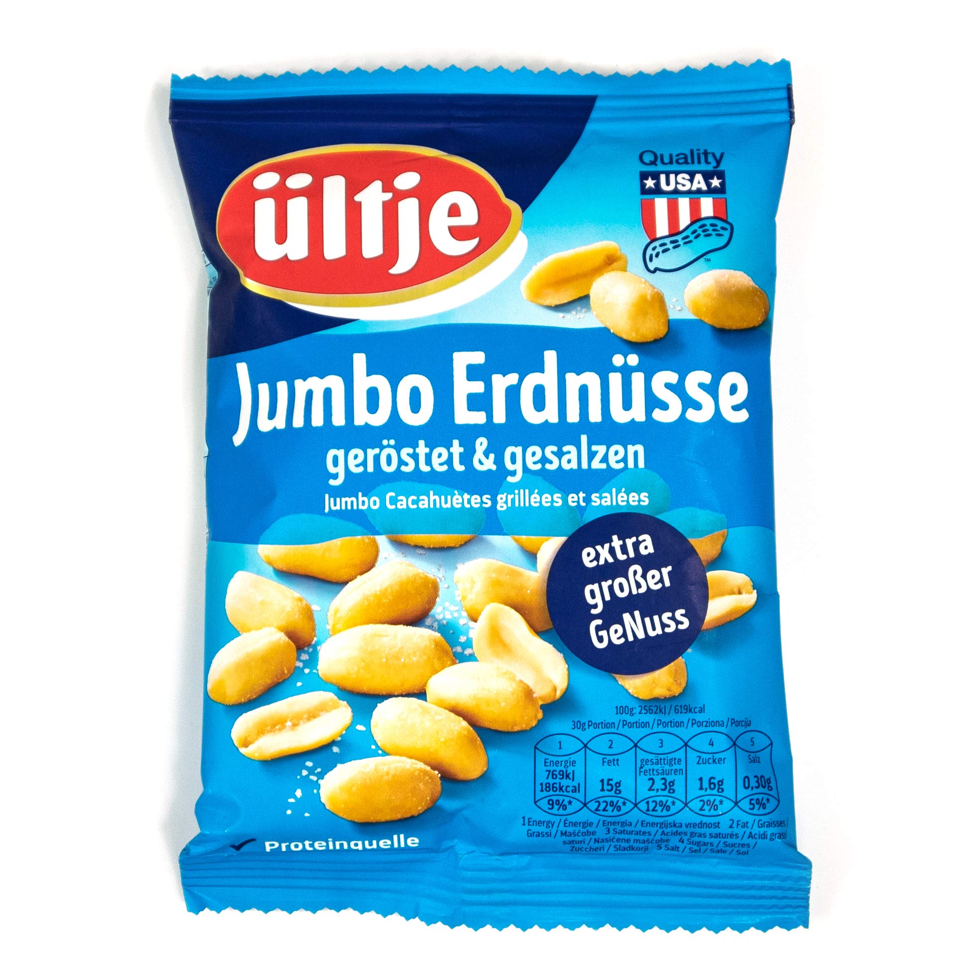 ültje - 10er Pack Jumbo Erdnüsse geröstet und gesalzen in 200 g Packung - Gesalzene Erdnusskerne extra großer Genuss
