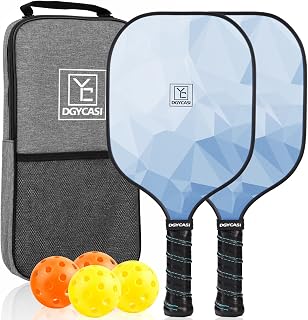 Pickleball Paddles Set of 2, 2026 USAPA Approved Pickleball Set, Fiberglass Lightweight Pickle Ball Rackets 2 Pack, 2 Outdoor Pickleball, 2 Indoor Pickleball Balls, 1 Pickleball Bag for Women and Men