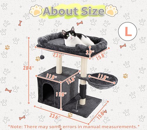 Miniatura 7 de Torre de árbol pequeño para gatos de 26.8 pulgadas, poste rascador para gatos de interior, con cueva para gatos y percha acogedora, auto aseo de