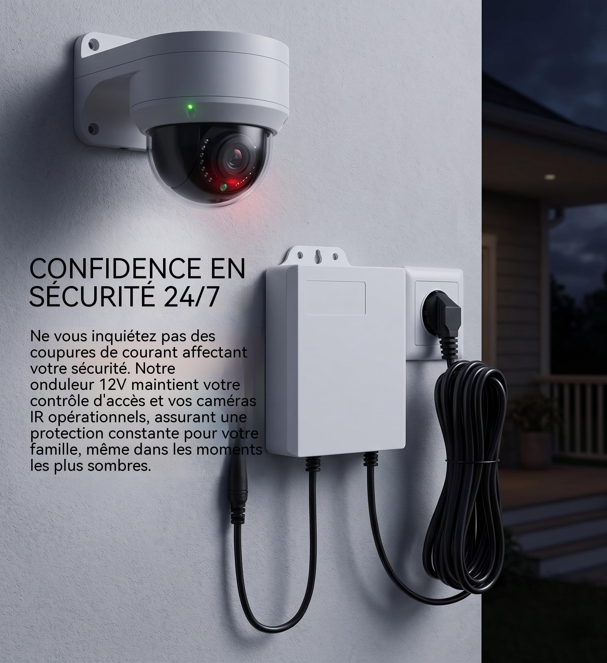 Mini Onduleur UPS 12V 2A,Alimentation de Secours sans Interruption avec Batterie Intégrée 3600 mAh,Prise DC 5.5x2.1mm,pour Routeur WiFi,Caméra de Surveillance,Modem,Aquarium et Système d'Alarme
