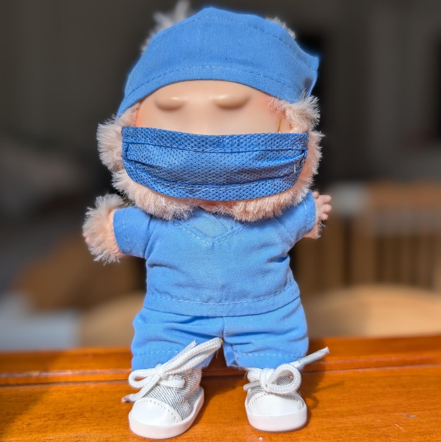 Nurse Scrubs Outfit Clothes for Labubu Doll - Cute 5-piece Medical Nursing Dentist Uniform Set Healthcare Scrubs Costume for Labubu 17cm - Includes Cap, Mask, Scrubs Top and Bottom, Shoes Easy to Fit