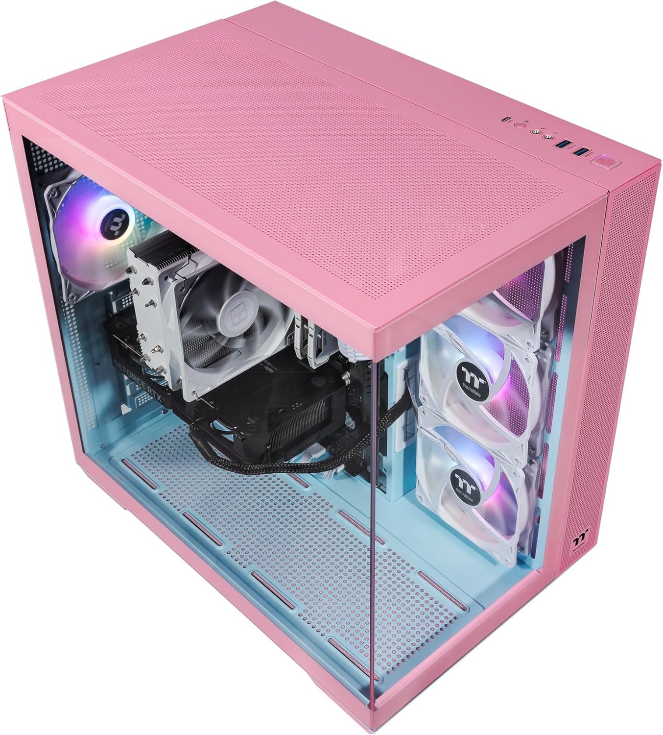 Velztorm Pink Fultix Prebuilt Gaming PC (AMD Ryzen 5-5500, AMD Radeon RX 9060 XT, 16GB DDR4, 2TB PCIe SSD, RGB Fans, 750W PSU, WiFi 5, Bluetooth 5.0, RJ-45, 1 Display Port, HDMI, Win 11 Pro)