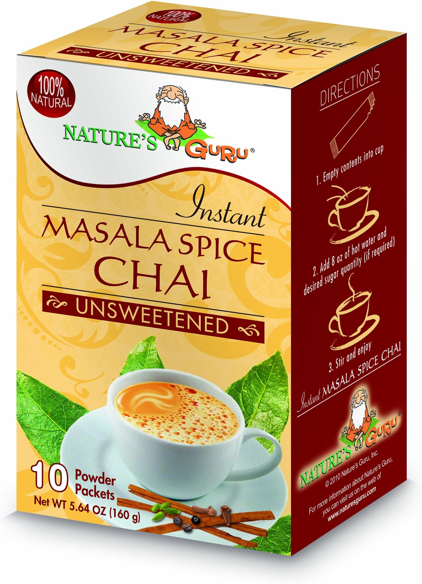 Instant Masala Spice Chai Tea Drink Mix Unsweetened 10 Count Single Serve On-the-Go Drink Packets, 5.64 Ounce (Pack of 1) (MCU_FBA)