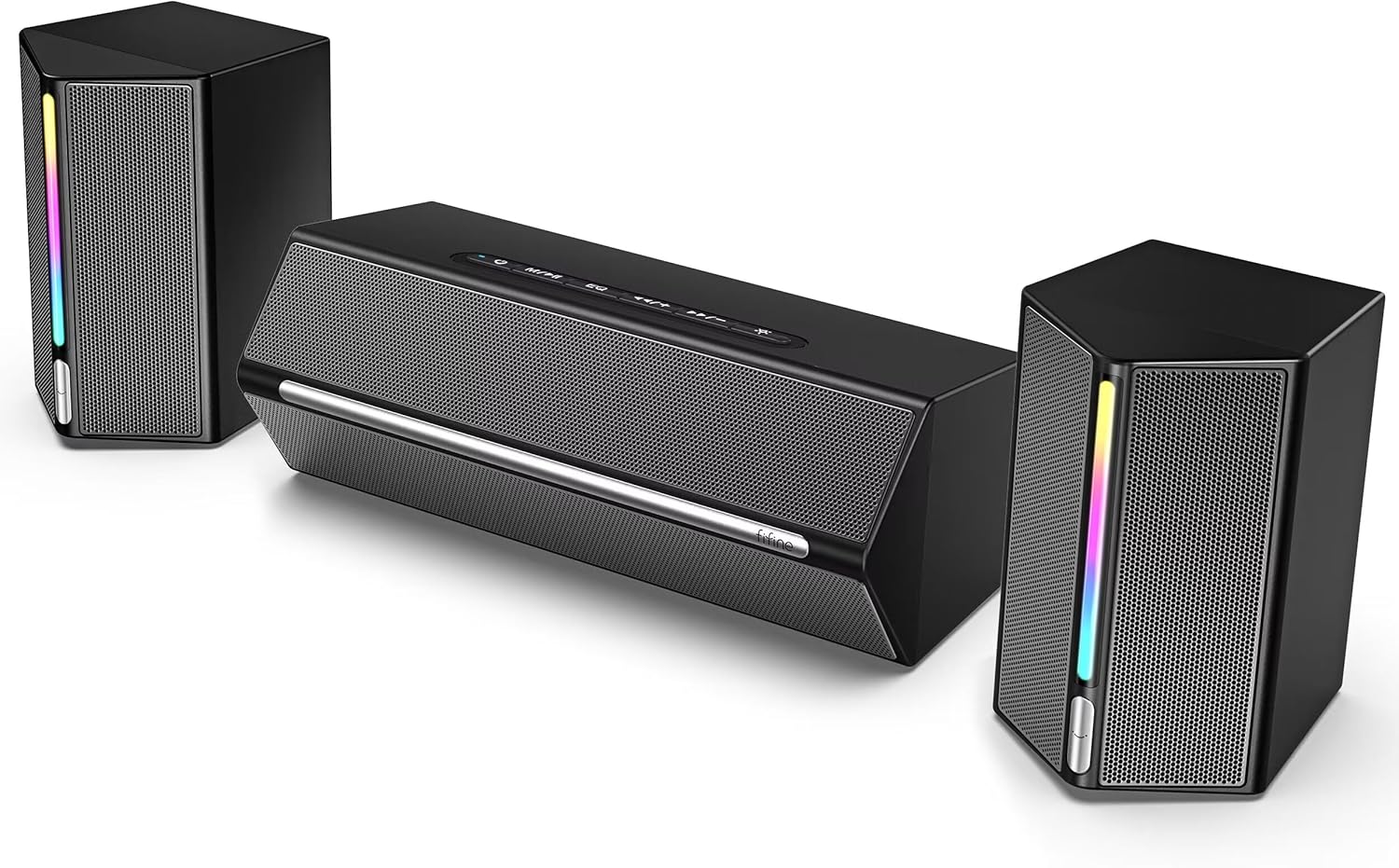 FIFINE Wired Bluetooth Speaker with Subwoofer for PC Laptop Desktop,Computer USB Gaming Speakers with RGB 3.5mm Aux Input Volume Contro for PC Projector Tablet -Ampligame A22