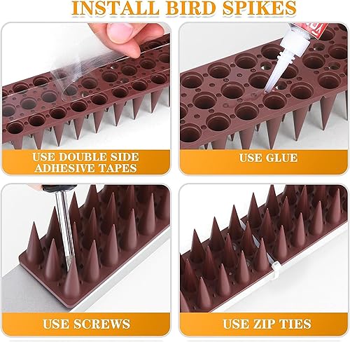 Miniatura 3 de KIMANN 20 púas de pájaro para proteger a los gatos, para asustar a los gatos, control de bichos, anti-escalada, protegen paredes de vallas,