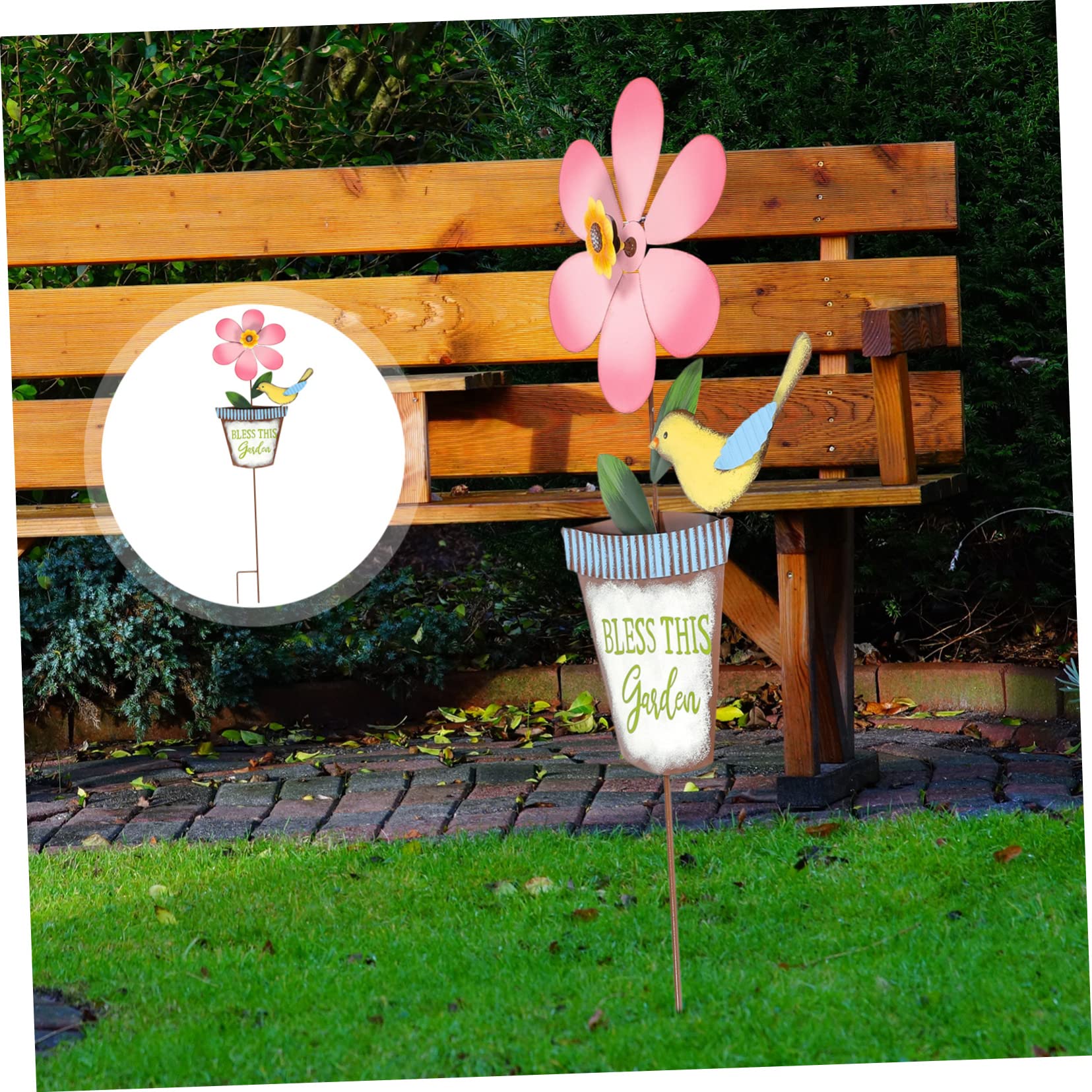 Moulinet Décoratif Fleur en Métal Rotatif pour Jardin et Pelouse