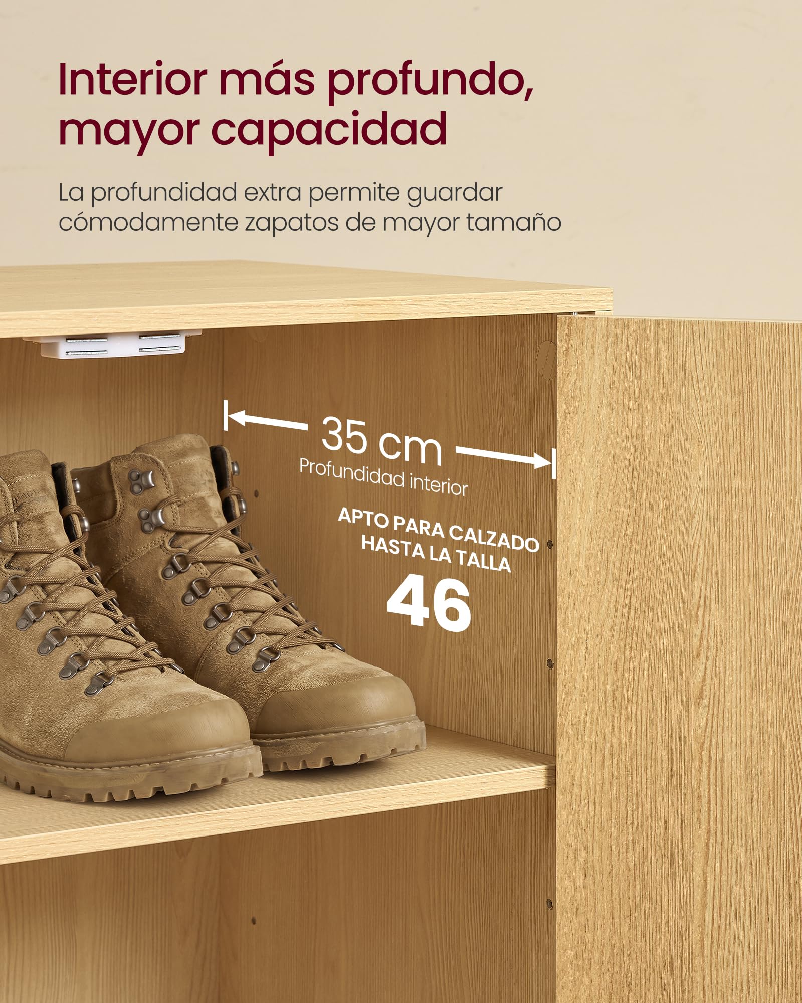 VASAGLE Zapatero Armario con Puertas, Mueble Zapatero de Entrada Moderno con Estantes Ajustables, Estrecho, 5 Estantes, para 12-15 Pares, 2 Puertas, Amarillo Almendra HSC501YJ01
