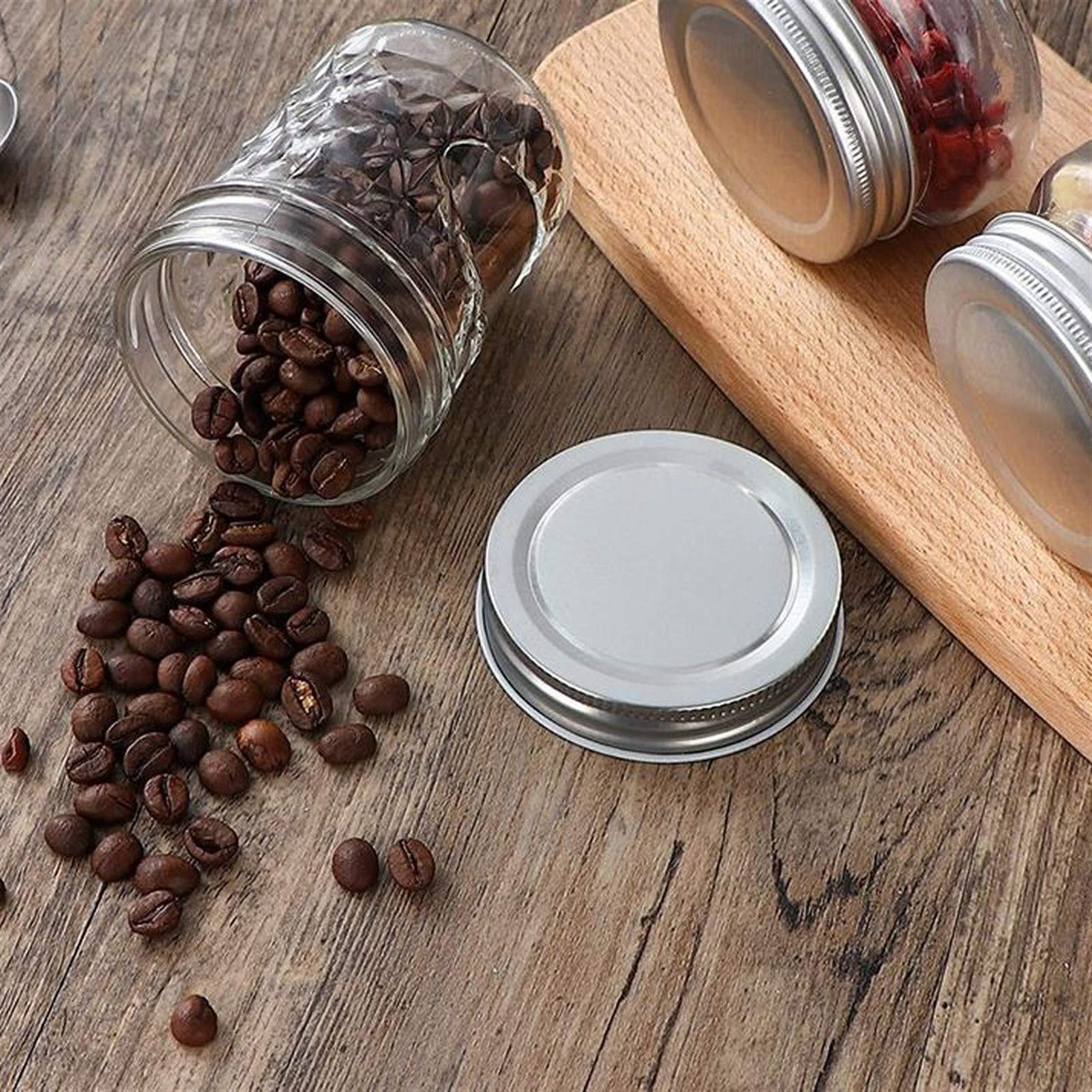 Botes para Alimentos Tarro de Cristal de Almacenamiento, Botes herméticos del alimento, envase con Tapa for Servir té, café, Especias y más, Juego de 3 Botes Herméticos