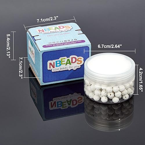 Miniatura 8 de NBEADS Acerca de 192 cuentas de lava natural teñidas de 0.315 pulgadas, piedras preciosas blancas sueltas redondas sueltas de piedra para hacer
