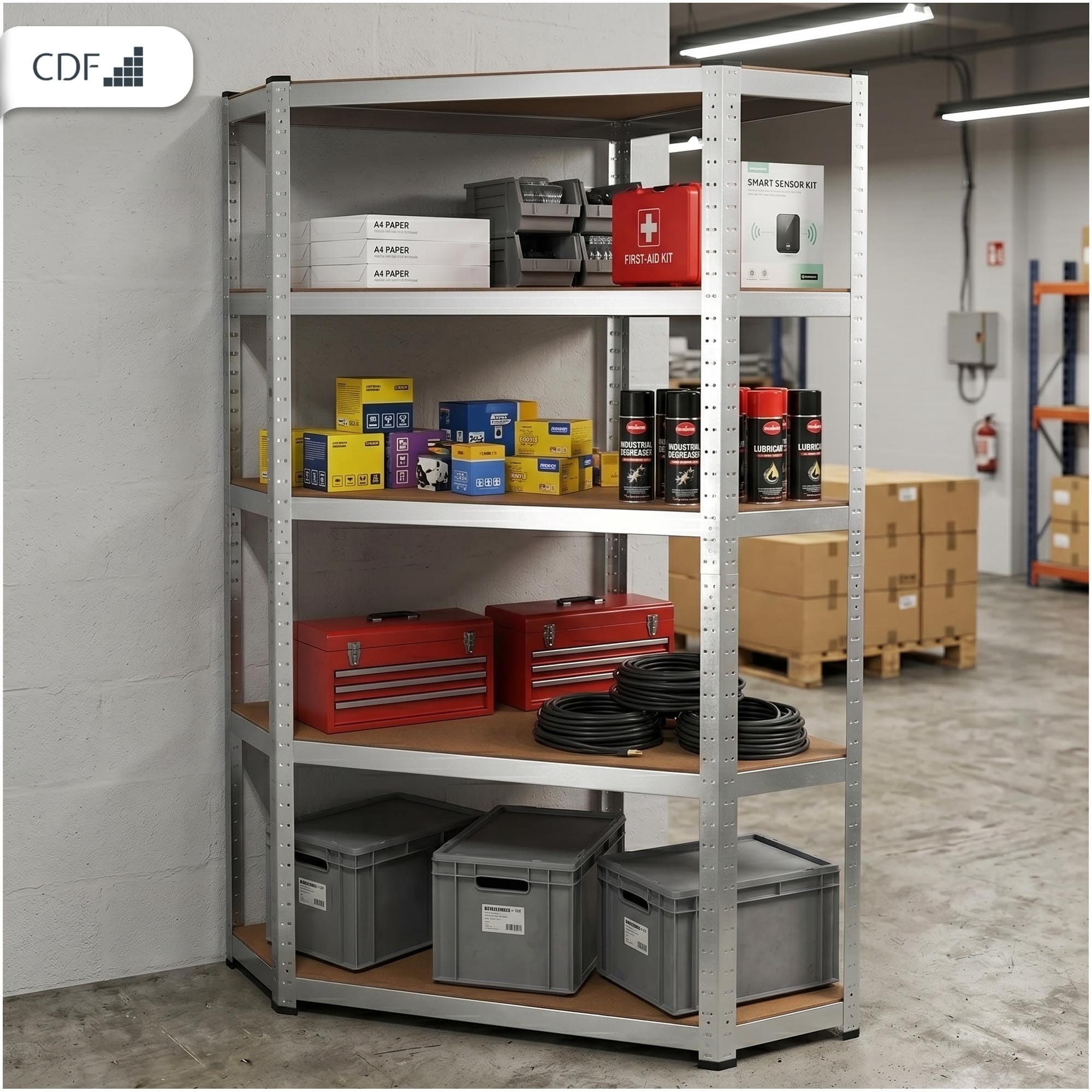 CDF estantería esquinera con 5 estantes, Paneles de MDF, Ahorra Espacio, Capacidad de Carga 875 kg, hasta 175 kg por Estante, estantería de Alta Resistencia, 180x90x40 cm
