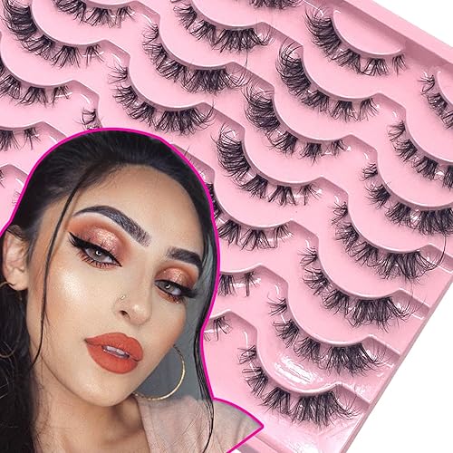IFLOVEDEKD 14 pares de pestañas postizas de banda transparente, aspecto natural, 3D, pestañas postizas esponjosas, pestañas postizas suaves,