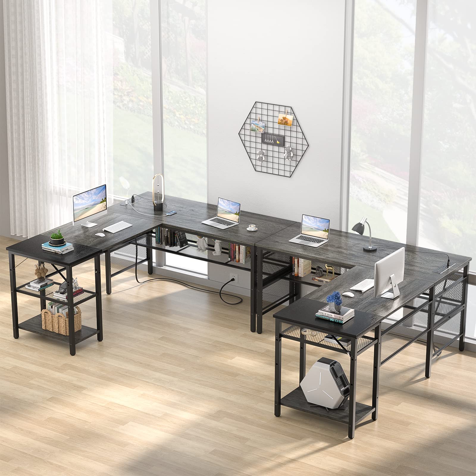 Unikito L Shaped Computer Desk with USB Charging Port and Power Outlet