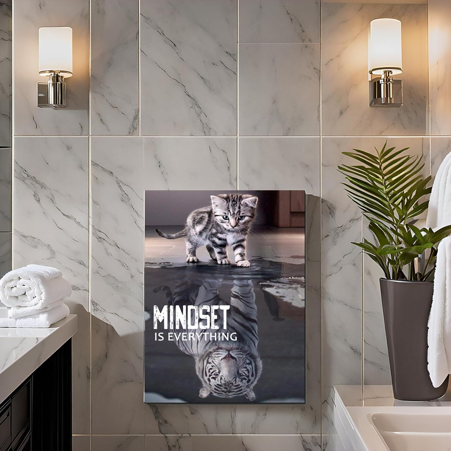 Mindset is Everything Wall Art Tiger Office Room Wall Art Success Quotes Framed Canvas Print (12x16inch, Tiger Success) - Image 5