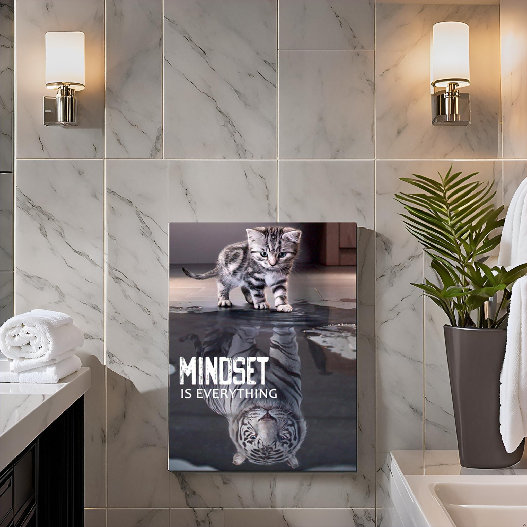 Poster Motivazionale Su Tela Con Tigre E Citazione Sul Successo, 45x60 Cm, Incorniciato, Pronto Da Appendere