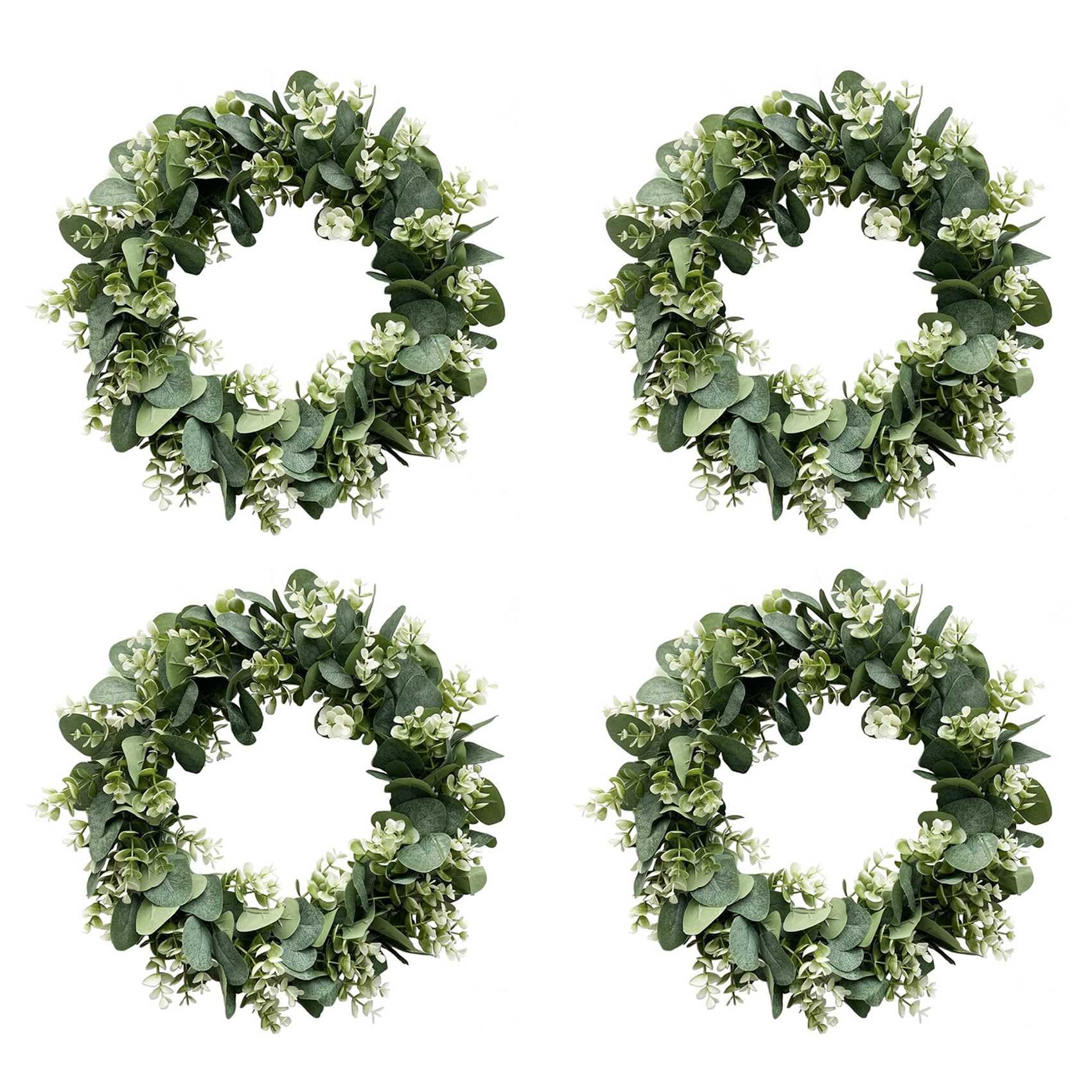 Hndhbfgrt 4X Eucalyptus Wreath Farmhouse Decor, Green Wreath Front Door Farmhouse Artificial Wreath Spring Summer Greenery Wreath