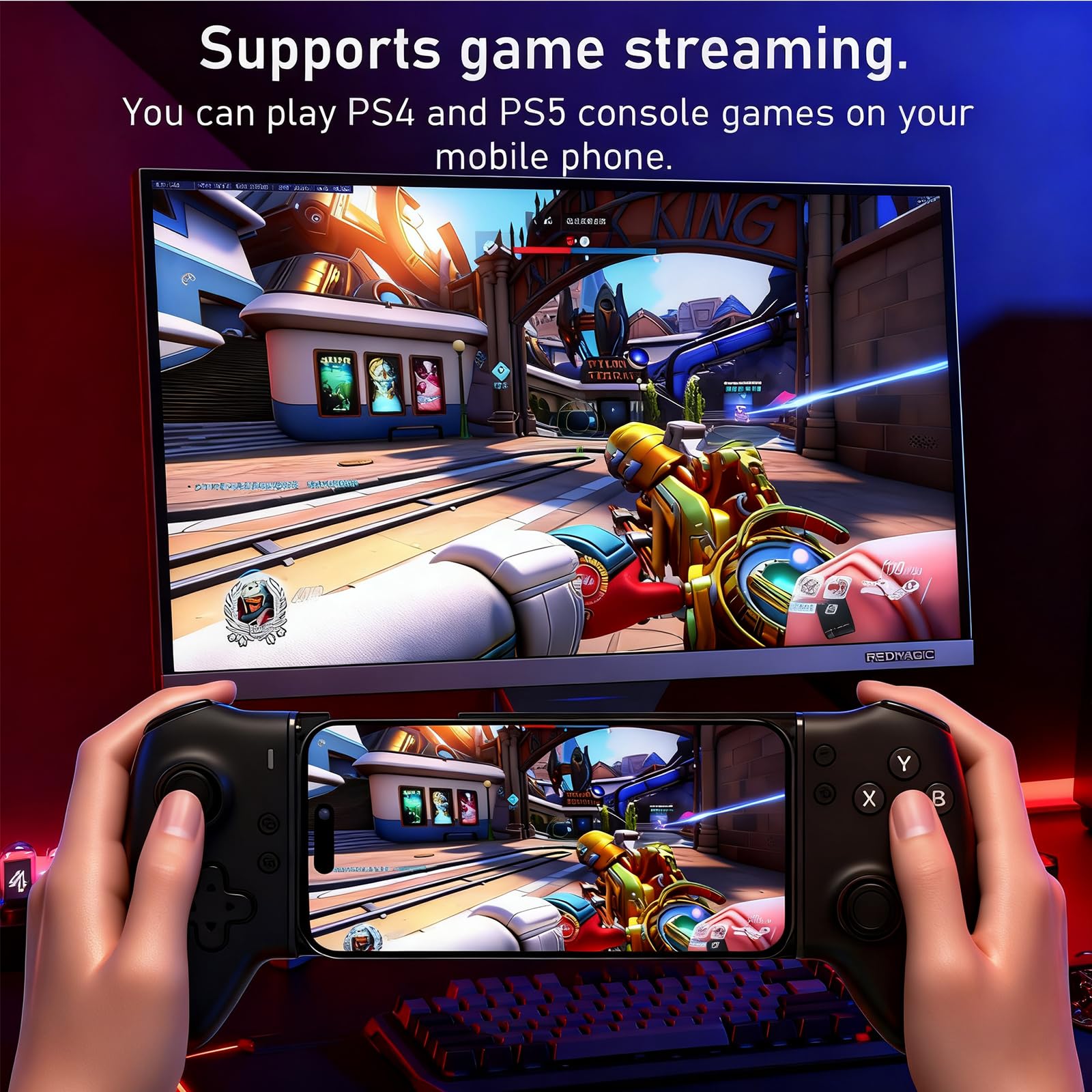Shiptree Controller telefono per Android/iPhone, controller per smartphone con controller effetto Hall, vibrazione, Bluetooth, pulsanti semi-meccanici, USB-C, compatibile con Xbox, Minecraft, nero