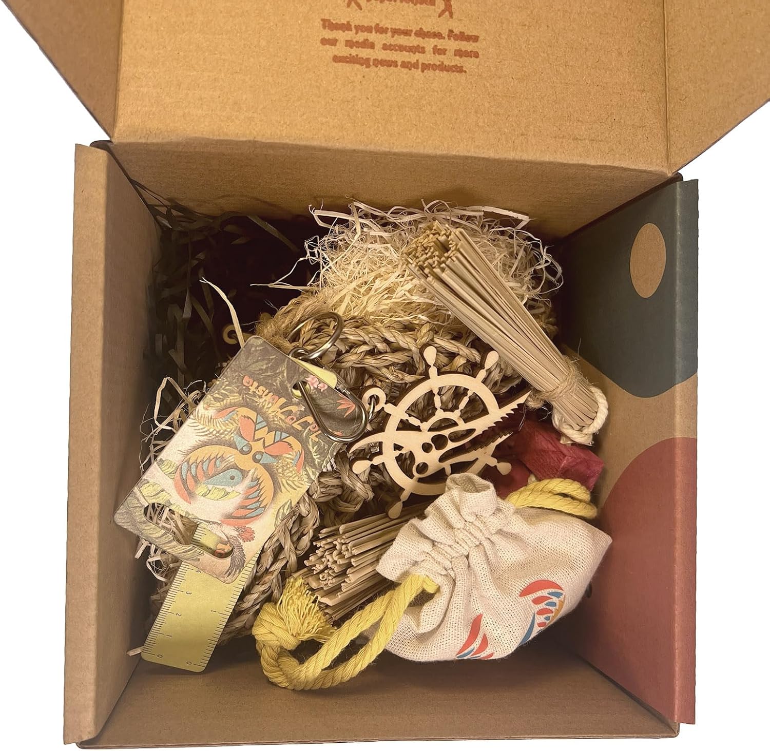 Parakeet Toys Adventure Series Pirate Hat Handmade Bird Toy Parrot Toy for Foraging