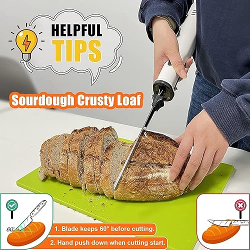 Miniatura 8 de ENERTWIST Cuchillo eléctrico recargable inalámbrico 1S de inicio rápido con una sola mano con 4 cuchillas de acero inoxidable y botón de bloqueo de