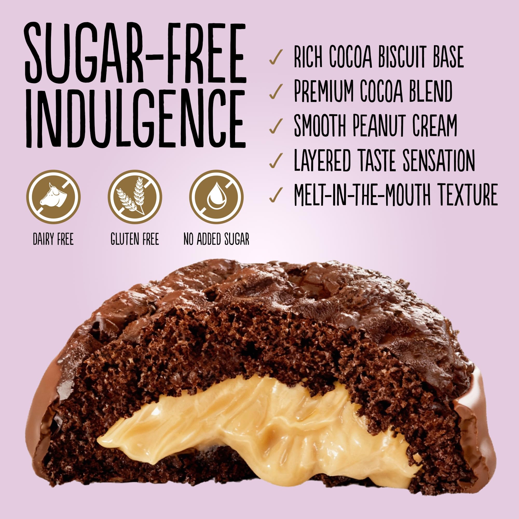 Diablo No Added Sugar Cocoa Cookies with Peanut Filling & Half Coated Milk Chocolate – No Added Sugar Biscuits Snacks for Adults & Families, Sweet Treats Sweetened with Maltitol, 110g (Pack of 1)