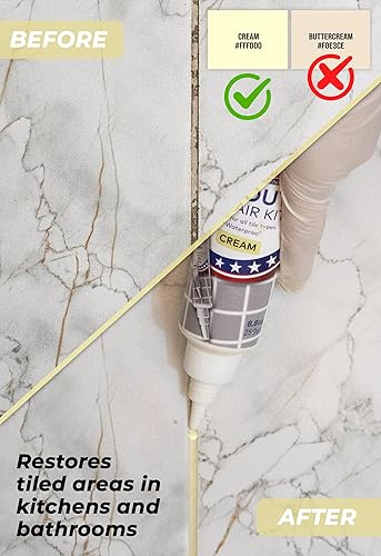 Miniatura 2 de Kit de reparación de tubo de llenado de lechada, reparación de lechada de azulejos color crema de 8.8 onzas, kit de reparación de lechada de secado