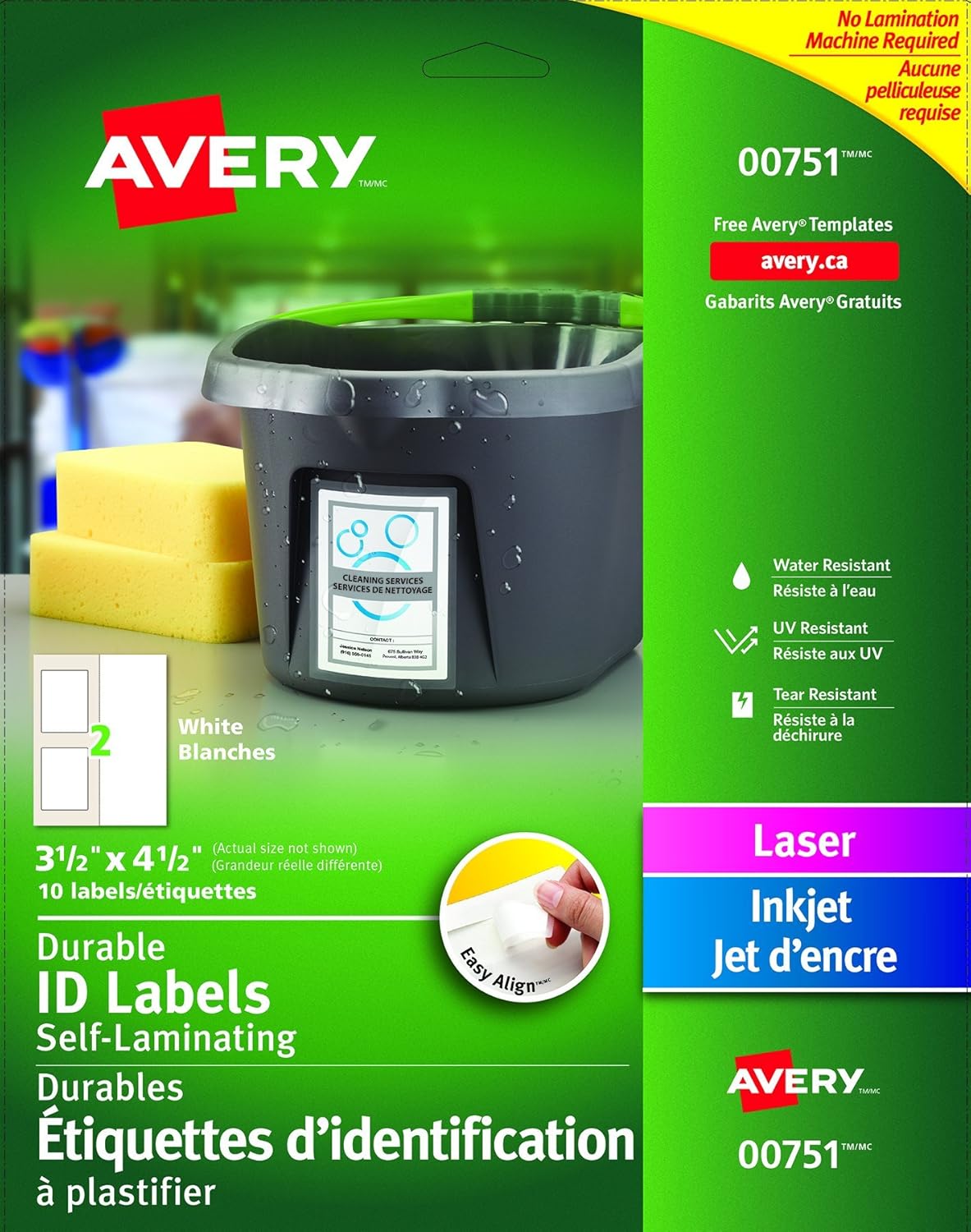 Avery Easy Align SelfLaminating ID Labels for Laser and Inkjet