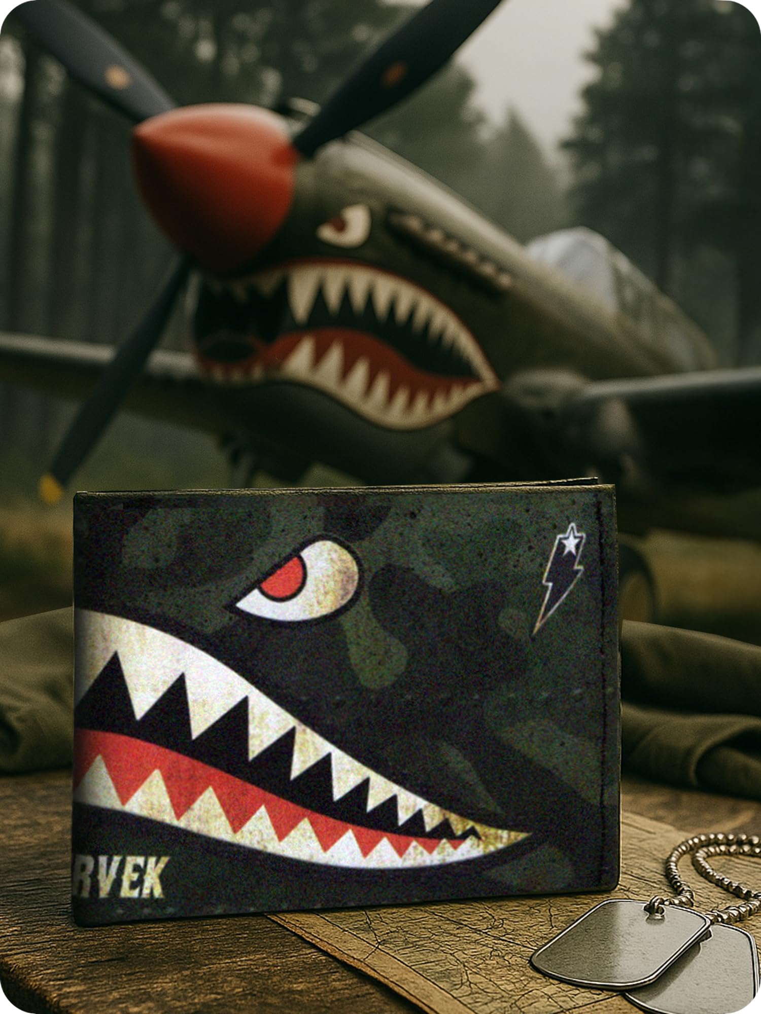 SUPERVEK Mighty Wallet - Portafoglio sottile per uomo e donna, in carta sottile, con porta carte di credito, da uomo e da donna, Super Shark, Blocco RFID