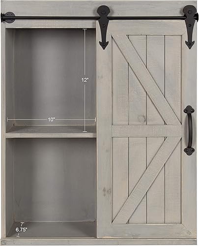 Miniatura 25 de Kate and Laurel Cates - Armario de pared rústico, 22 x 28; blanco y gris; armario de almacenamiento montado en la pared de granja