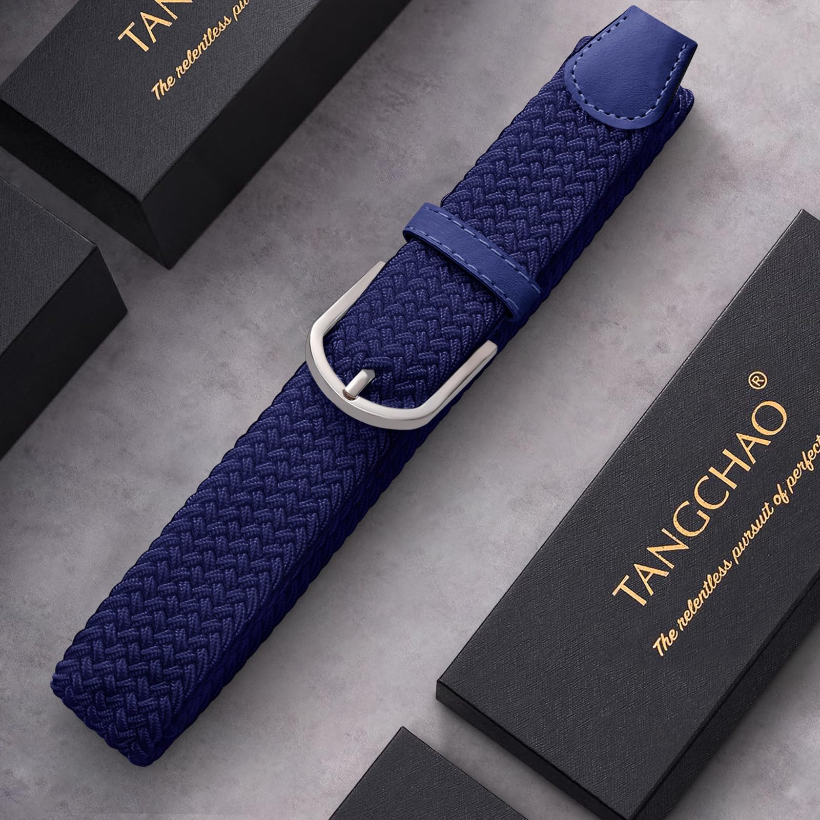 TANGCHAO Cintura Elastica Intrecciata per Uomo e Donna Cinturino Elastica Intrecciata con Fibbia in Lega di Zinco 33mm (1.25") Colori Multipli