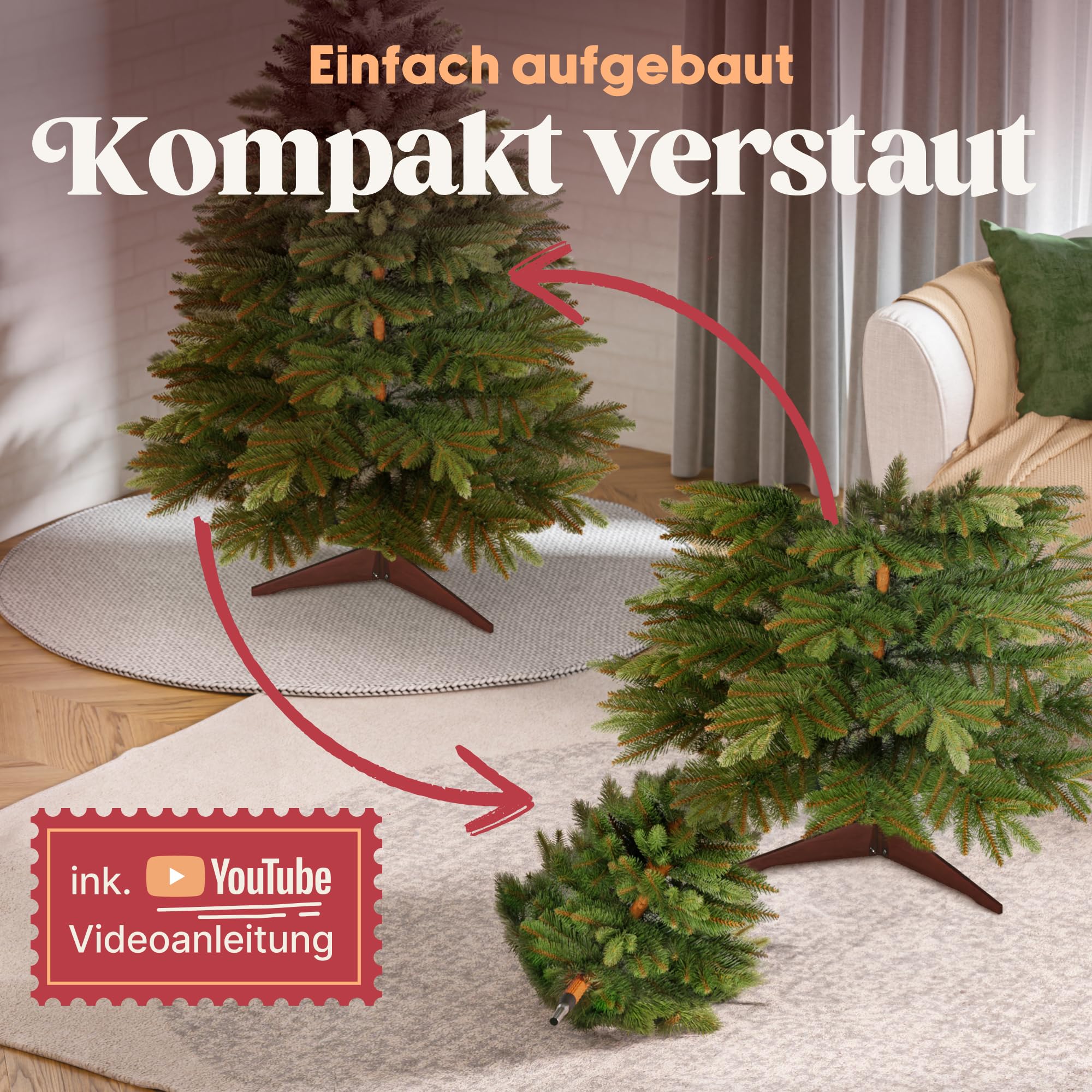 Pure Living sztuczna choinka klasy premium, mała, 120 cm, zwycięzca testu, wierna natura ze stojakiem i torbą