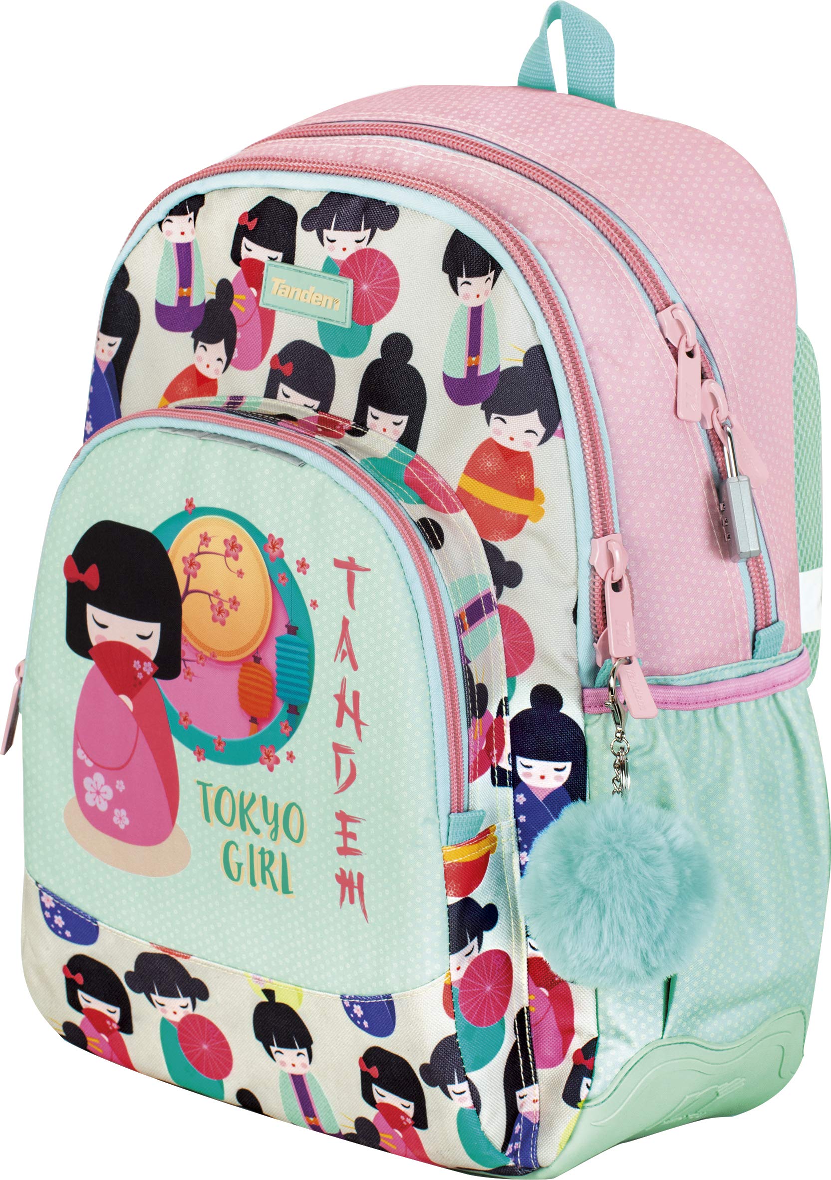 Sportandem Mochila Colegio Tandem Tokio Girl | Mochila Doble Compartimento Adaptable a Carro para Mochilas Escolares, Bolsillo Frontal y Candado Numerico de Seguridad - Medidas 32 x 44 x 14 cm