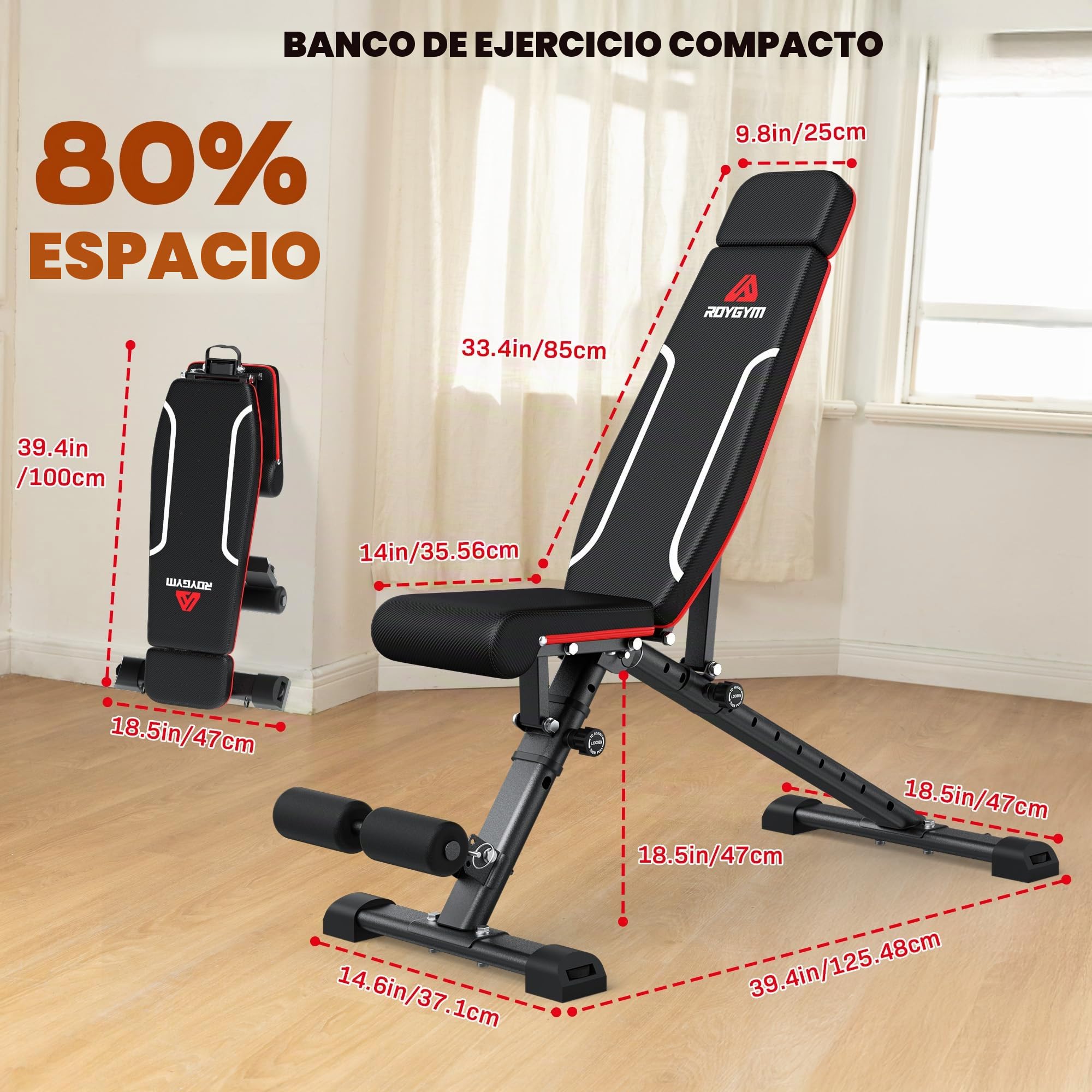 Banco de pesas plegable, multifunción, entrenamiento con respaldo ajustable, banco de entrenamiento inclinado para entrenamiento de cuerpo entero, carga de estimulación de 300kg/400kg