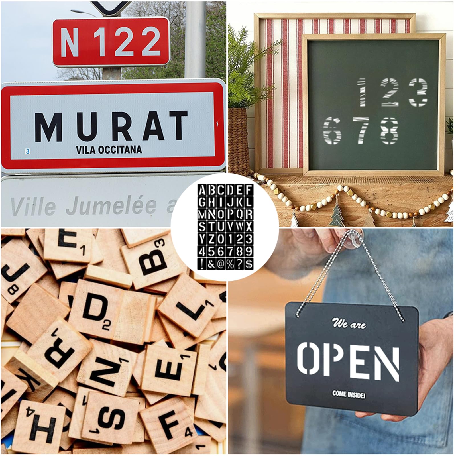 Stencil Lettere E Numeri 42 Pezzi - 10cm Lavabili Per Decorazione Fai Da Te - Foto 8